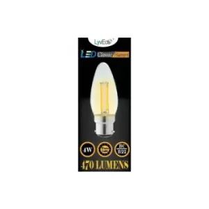 Lyveco - BC Candle Clear LED 4 Filament 470 Lumens Dimmable 2700K 4 Watt - 4622