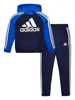 adidas Boys French Terry Tracksuit Jogger Set - Navy, Size 6-7 Years