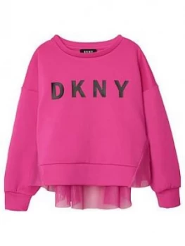 DKNY Girls Neoprene Peplum Sweat, Fuchsia, Size Age: 10 Years, Women