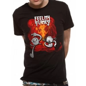 Adventure Time - Feel My Flames Mens Small T-Shirt - Black
