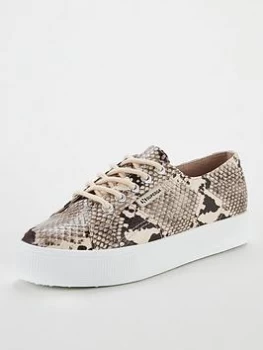Superga 2730 Synthetic Snake Plimsoll - Taupe/Black