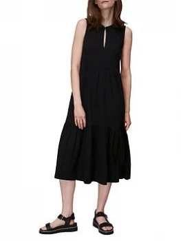 WHISTLES Tiered Jersey Dress - Black, Size 12, Women