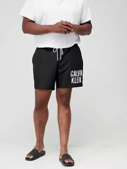Calvin Klein Big & Tall Logo Swim Shorts - Black, Size 3XL, Men