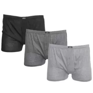 Tom Franks Mens Plain Jersey Boxer Shorts (3 Pairs) (M) (Black/Grey)
