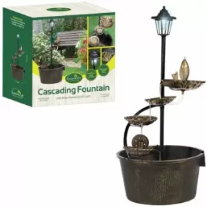 12260 1 Tier Cascading Barrel Fountain with 4 Lotus Leaves Including Pump Garden Decoration Water Feature, Copper - Gardenkraft