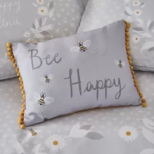 Catherine Lansfield Bee Happy Grey Cushion Light Grey