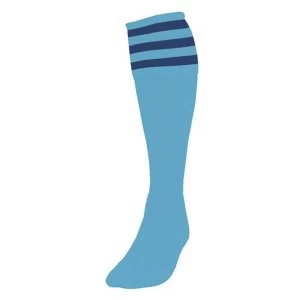 Precision 3 Stripe Football Socks Sky/Navy - UK Size 3-6