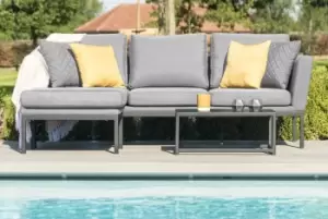 Maze Pulse Flanelle Grey Outdoor Fabric Chaise Sofa Set