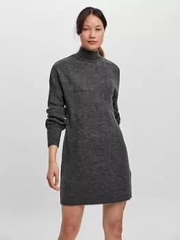 Vero Moda High Neck Knitted Dress - Grey