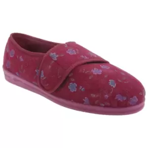 Comfylux Womens/Ladies Sally Floral Side Seam Superwide Slippers (4 UK) (Wine)