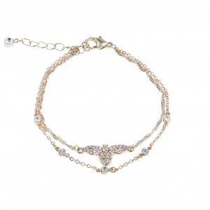 Lipsy Rose Gold Plated Crystal Bee Chain Bracelet