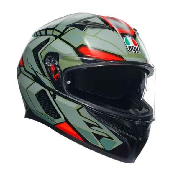 AGV K3 E2206 MPLK Decept Matt Black Green Red 010 Full Face Helmet Size XL