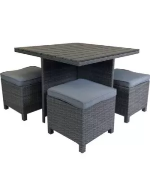 Rattan and Polywood Cube Dining Set