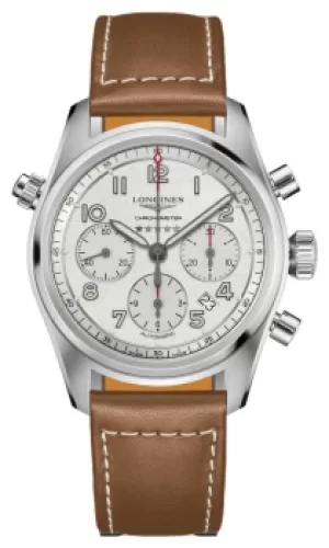 Longines Spirit Automatic Chronograph Silver Dial Brown Watch