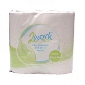 2Work White 2 Ply Toilet Roll 320 Sheets Pack of 36 KF03808