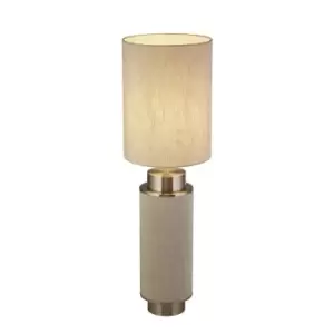 Flask 1 Light Table Lamp, Natural Hessian, Satin Nickel And Natural Shade