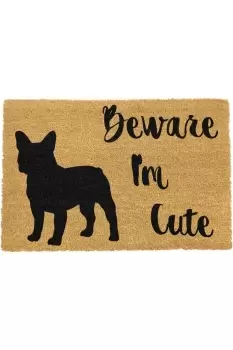 Beware I'm Cute French Bulldog Doormat