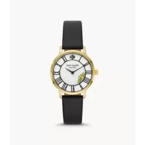 Kate Spade New York Womens Metro Three-Hand Leather Taxi Watch - Black