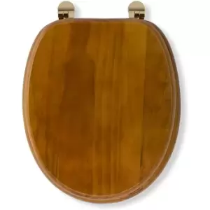 Solid Wood Toilet Seat, Antique Pine with Chrome Hinges - Croydex
