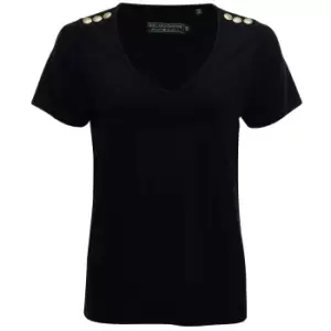 Holland Cooper Womens Relax Fit Vee Neck Tee Black XS