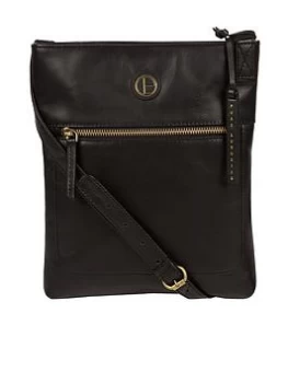 Pure Luxuries London Knook Vintage Leather Zip Top Cross Body Bag - Black, Women