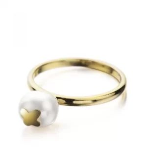 Ladies Shimla PVD Gold plated Size O Ring With Butterfly Fresh Water Pearl