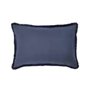 William Morris Linen Cotton Plain Dye Cushion 60cm x 40cm, Blue