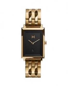 Mvmt Mvmt Signature Square Black Dial Gold Tone Bracelet Watch