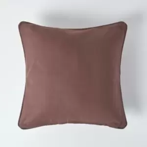 Cotton Plain Chocolate Cushion Cover, 30 x 30cm - Brown - Homescapes