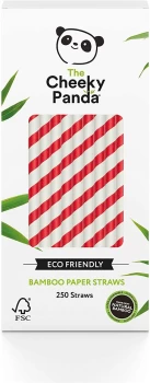 The Cheeky Panda Bamboo Paper Straw Red Stripes - 250straws