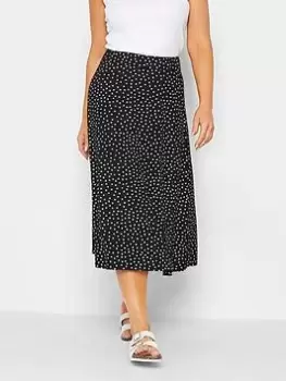 M&Co Black Spot Jersey Printed Skirt, Black, Size 14, Women