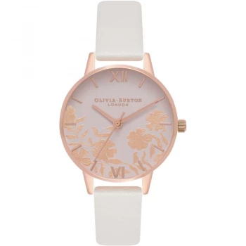 Lace Detail Blush Floral & Rose Gold Watch