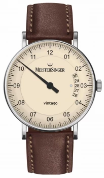 MeisterSinger Mens Vintago Automatic Brown Leather Watch