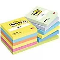Post-it Sticky Notes 654-MX-P8+4 38 x 51mm 100 Sheets Per Pad Blue, Green, Orange, Pink, Yellow Pack of 12(8+4 Free)