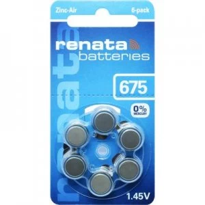 Renata Hearing Aid PR44 Button cell ZA675 Zinc air 660 mAh 1.4 V 6 pc(s)