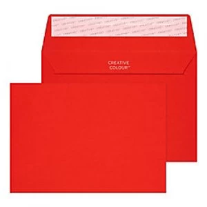 Creative Bright Coloured Envelopes C6 Peel & Seal 114 x 162mm Plain 120 gsm Pillar Box Red Pack of 500
