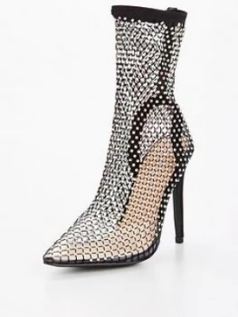 Public Desire Diamante Heeled Shoe - Black, Size 3, Women