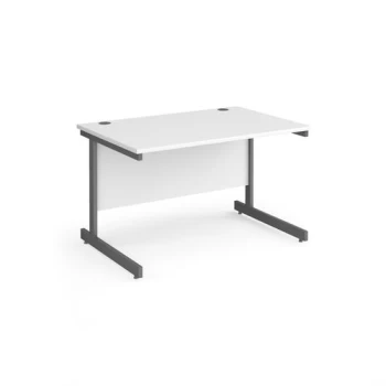 Office Desk 1200mm Rectangular Desk With Cantilever Leg White Tops With Graphite Frames Contract 25
