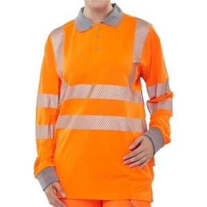 BSeen Large High Visibility Executive Long Sleeve Polo Shirt Orange