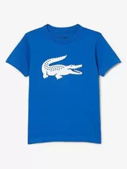 Kids' Lacoste SPORT Tennis Technical Jersey Oversized Croc T-Shirt Size 16 yrs Blue / White