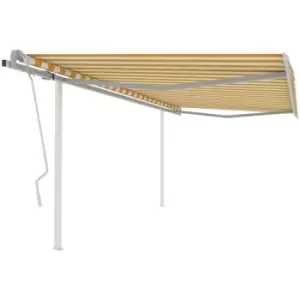 Vidaxl - Manual Retractable Awning with Posts 4.5x3.5 m Yellow and White Yellow