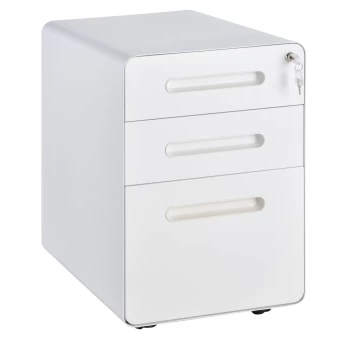 Vinsetto Fully Assembled 3-Drawer Mobile File Cabinet Lockable All-Metal Rolling Vertical File Cabinet White AOSOM UK
