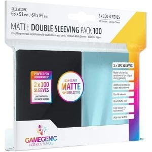 Gamegenic Matte Double Sleeving Pack - Clear & Black Card Sleeves - 2 x 100 Sleeves
