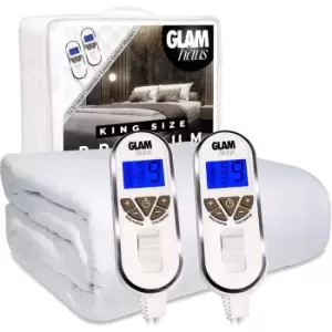 Glam Haus Glamhaus King Size Electric Blanket - Fitted Mattress Bed Cover - White Premium Diamond-quilted