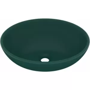 Luxury Basin Oval-shaped Matt Dark Green 40x33cm Ceramic Vidaxl Green