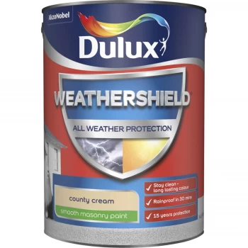 Dulux Weathershield All Weather Protection County Cream Smooth Masonry Paint 5L