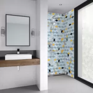 Mermaid Cubics Acrylic Shower Wall Panel 2440mm x 1220mm x 4mm in Pattern