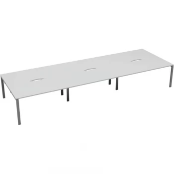 6 Person Double Bench Desk 1200X800MM Each - Silver/White