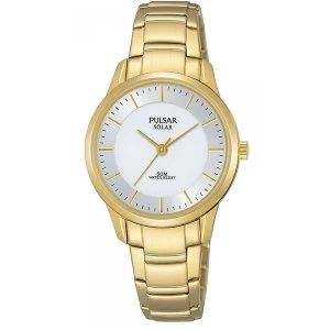 Pulsar PY5042X1 Ladies Solar Gold Bracelet White Dial 50M Watch