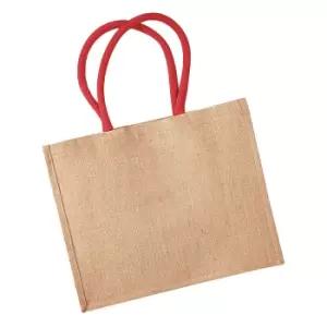 Westford Mill Classic Jute Shopper Bag (21 Litres) (Pack of 2) (One Size) (Natural/Bright Red)